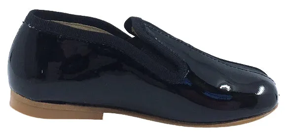 Luccini Boy's and Girl's Slip-On Smoking Loafer, Black Patent low profile