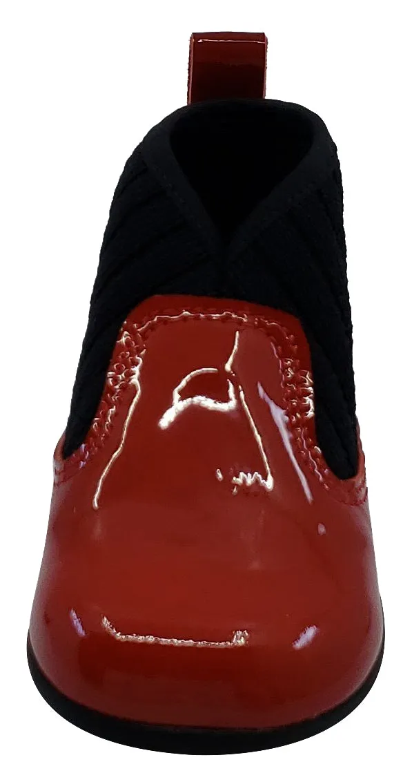 Luccini for Boy's and Girl's Red Patent Kaffir Devil Leather Sock Bootie pro ready
