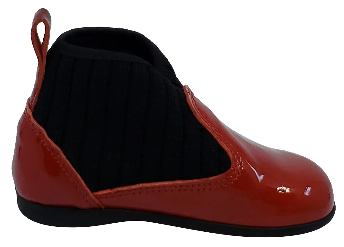 Luccini for Boy's and Girl's Red Patent Kaffir Devil Leather Sock Bootie basic elite