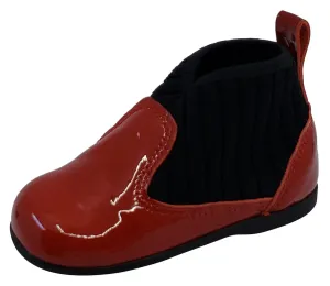 Luccini for Boy's and Girl's Red Patent Kaffir Devil Leather Sock Bootie luxury touch