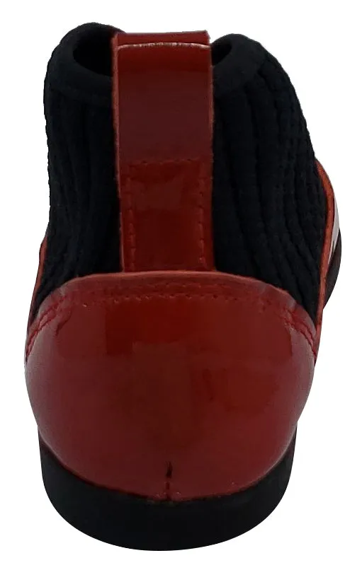 Luccini for Boy's and Girl's Red Patent Kaffir Devil Leather Sock Bootie professional tone
