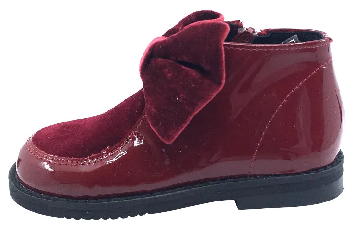 Luccini Girl's Bow Bootie, Burgundy Patent air breeze