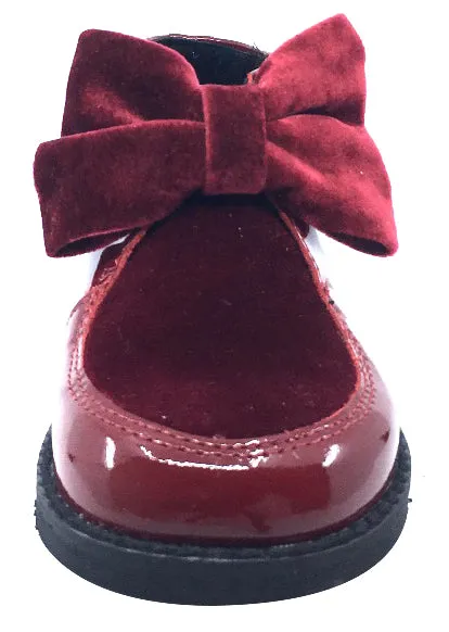 Luccini Girl's Bow Bootie, Burgundy Patent dream pace