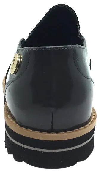 Luccini Girl's Grey Patent Leather Platform Smoking Loafer Flats culture vibe