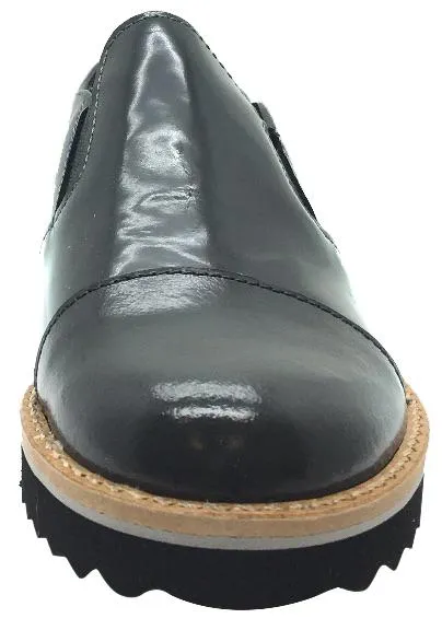 Luccini Girl's Grey Patent Leather Platform Smoking Loafer Flats urban blend
