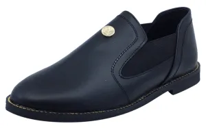 Luccini Girl's Slip-On Black Fashion Booties with Gold Trim quick wear