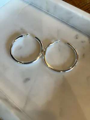 Medium Silver Hoop Earrings art deco