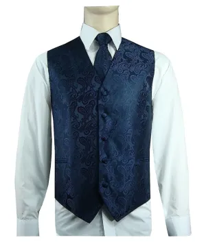 Men's 20-1 Microfiber Paisley Vest, Tie & Hanky Exquisite Cut