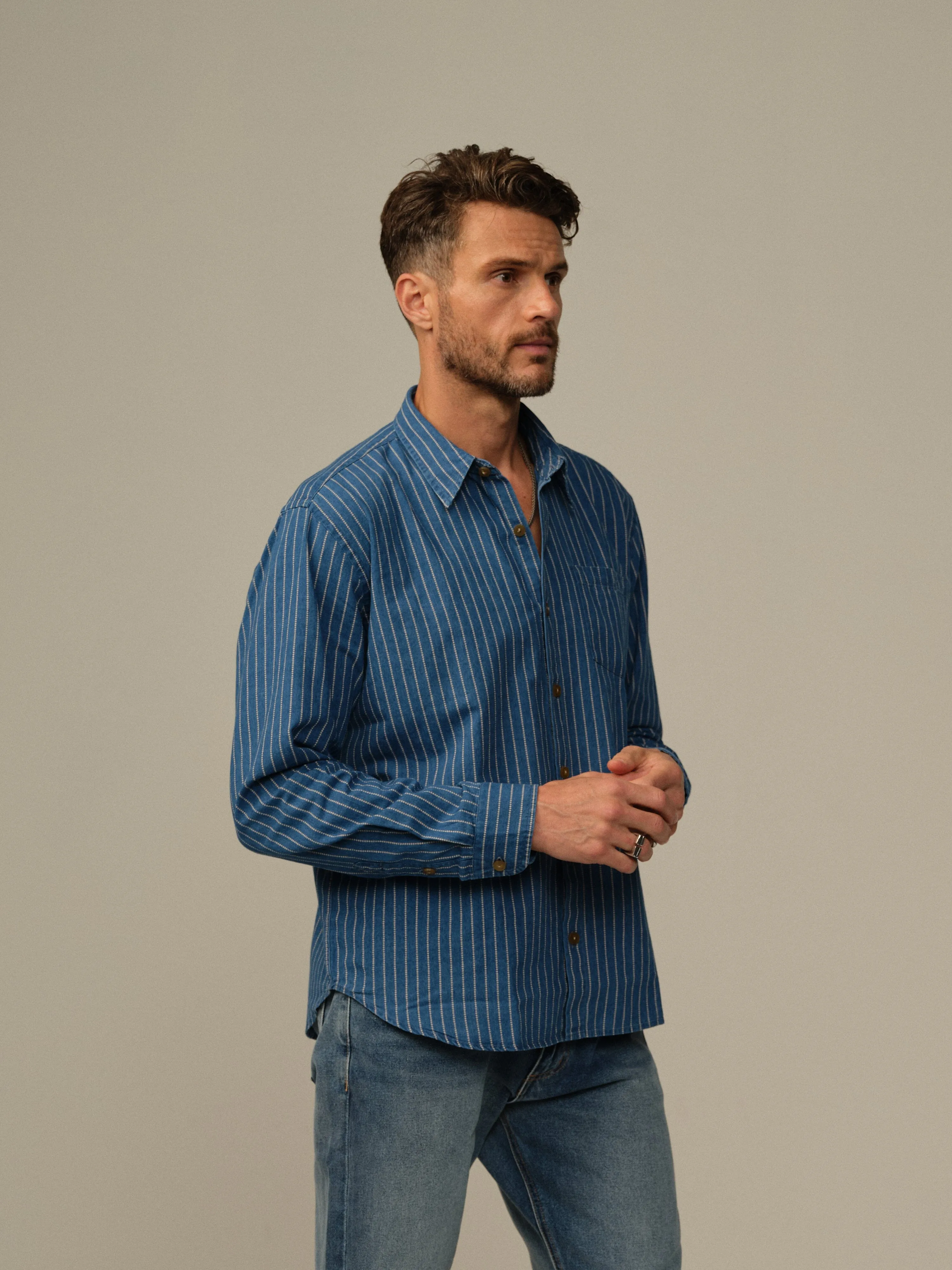 Men's Accord Dot-Dyed Indigo Shirt Innovative fabric