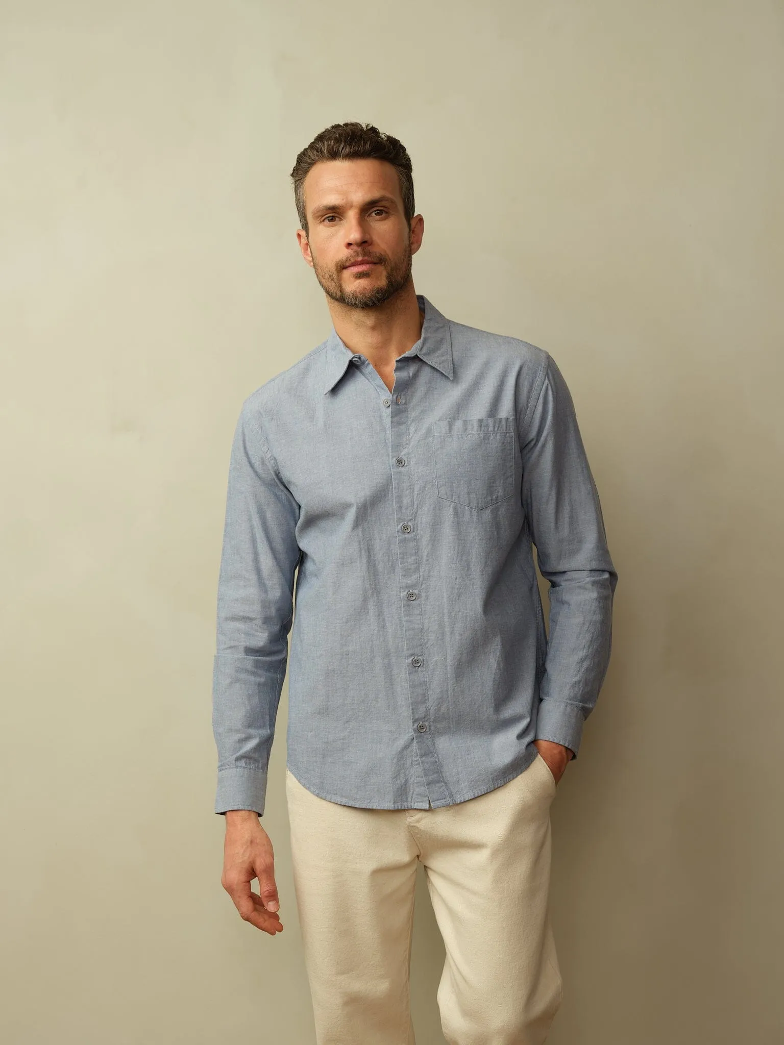 Men's Accord Organic Cotton Chambray Pocket Shirt Handmade
