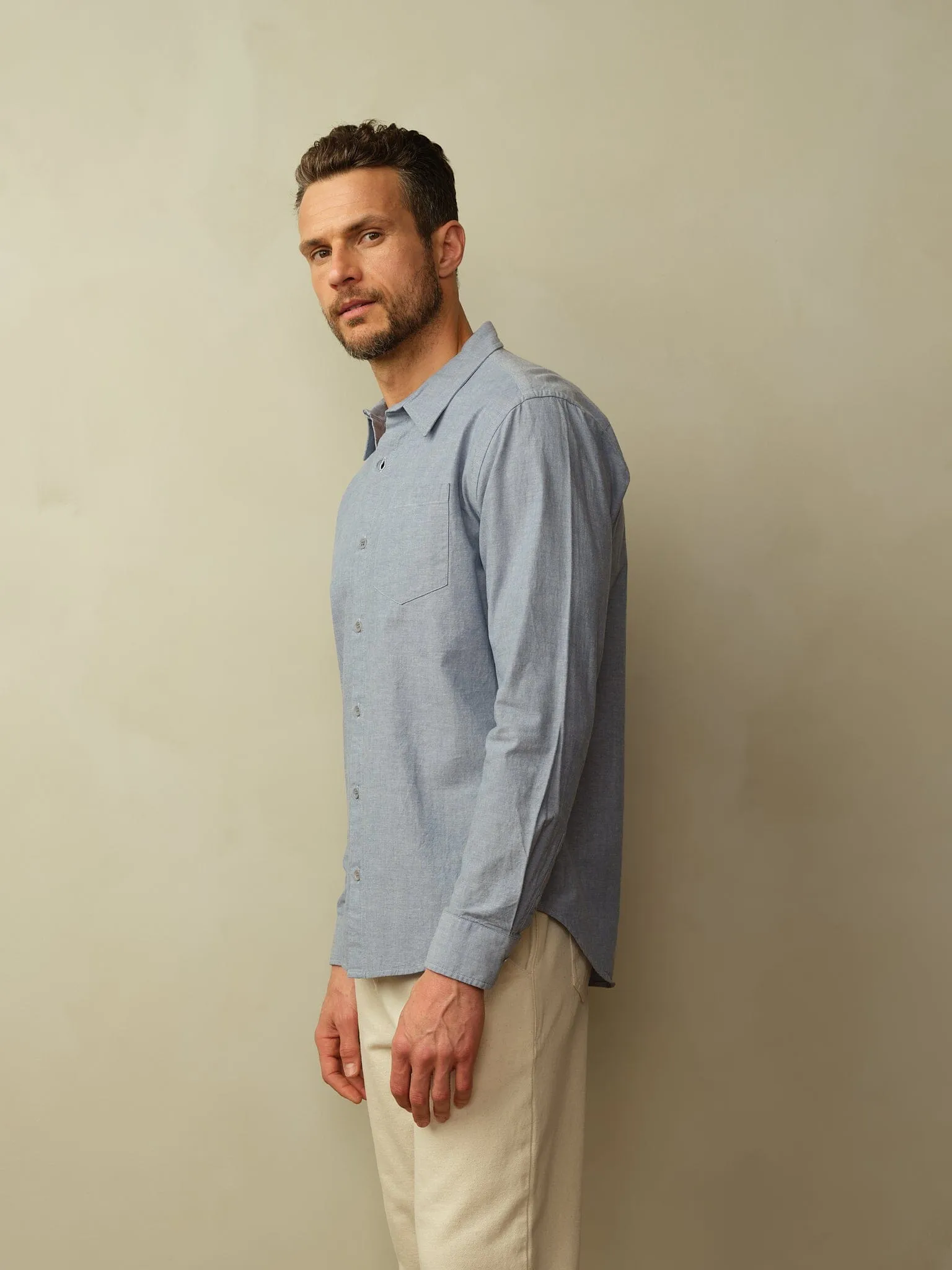 Men's Accord Organic Cotton Chambray Pocket Shirt Trend style