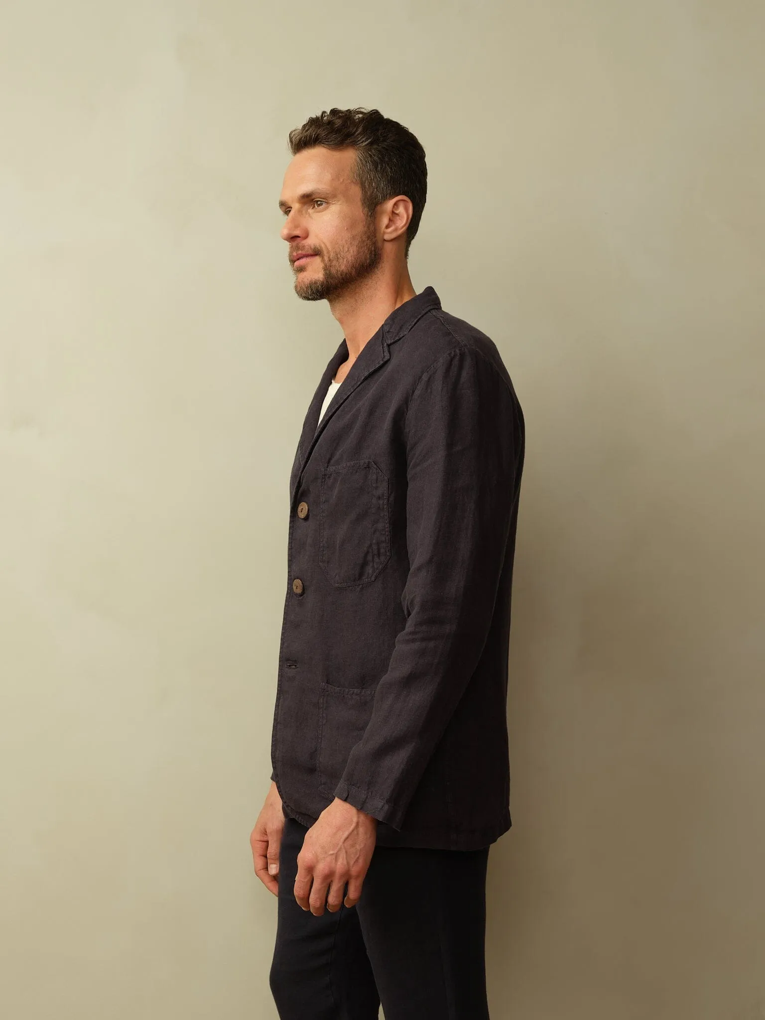 Men's Biarritz Unstructured Linen Blazer thermal protection