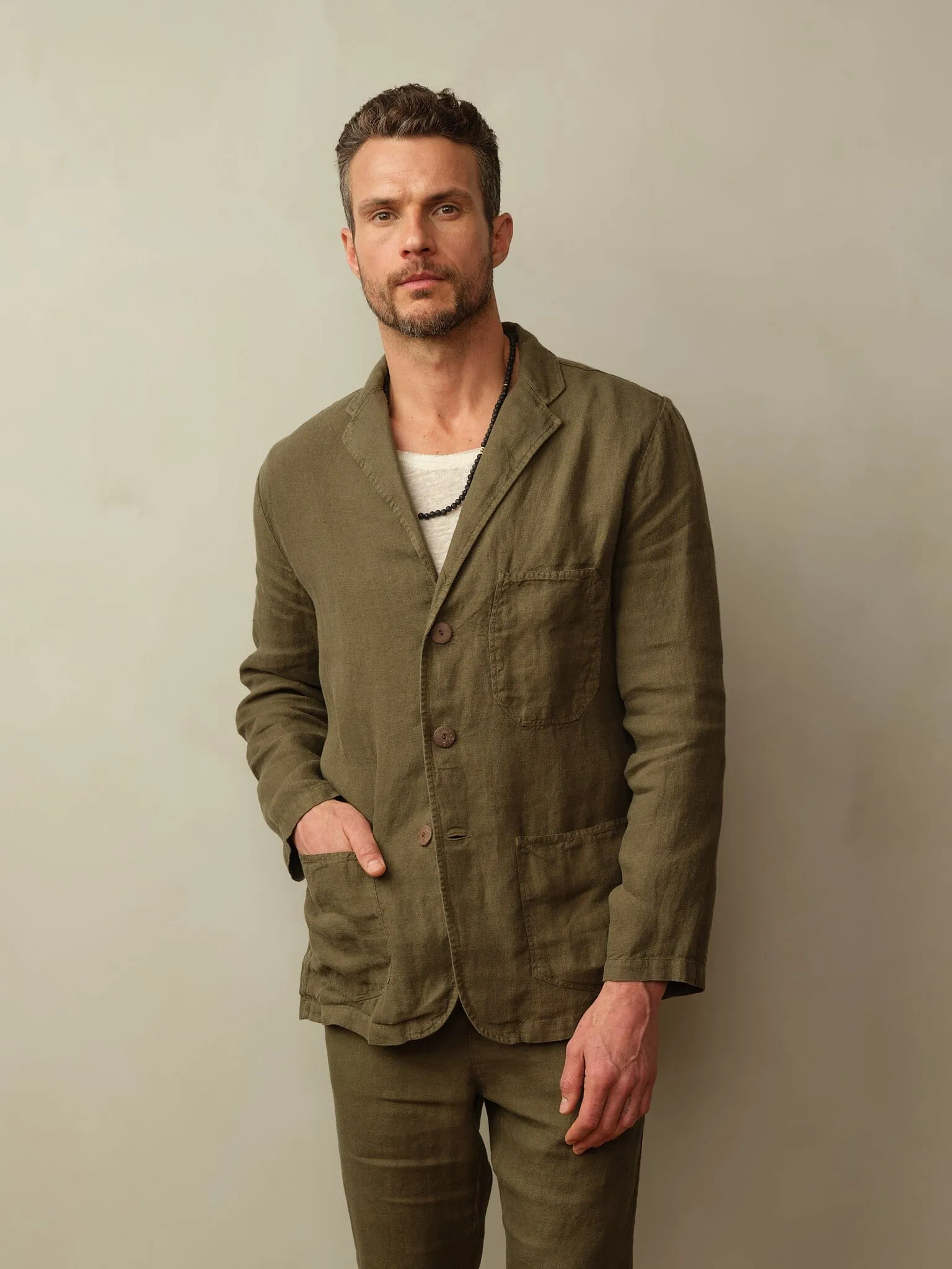 Men's Biarritz Unstructured Linen Blazer lightweight warmth
