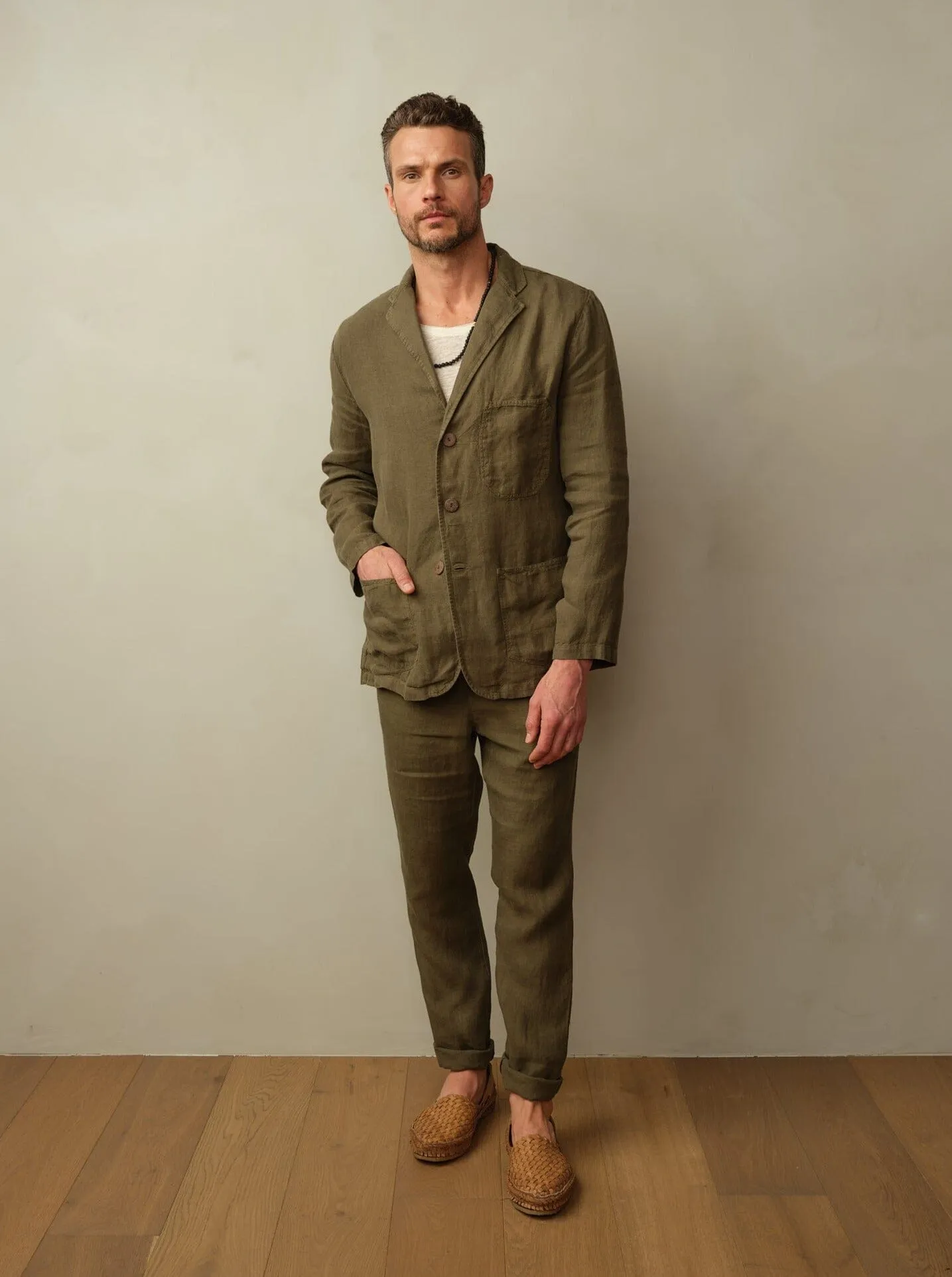 Men's Biarritz Unstructured Linen Blazer modern cut
