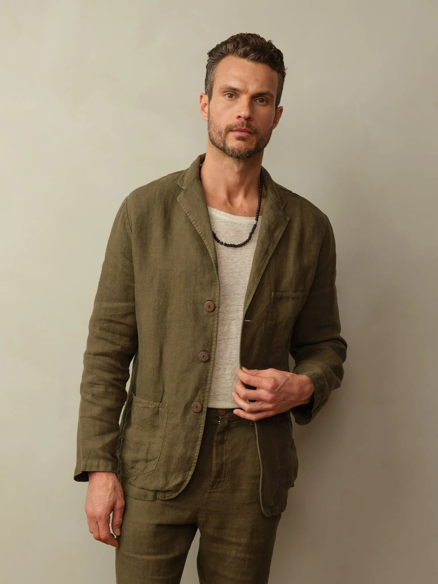 Men's Biarritz Unstructured Linen Blazer warm gear