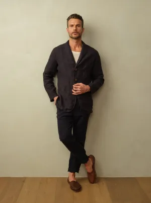 Men's Biarritz Unstructured Linen Blazer reflective details