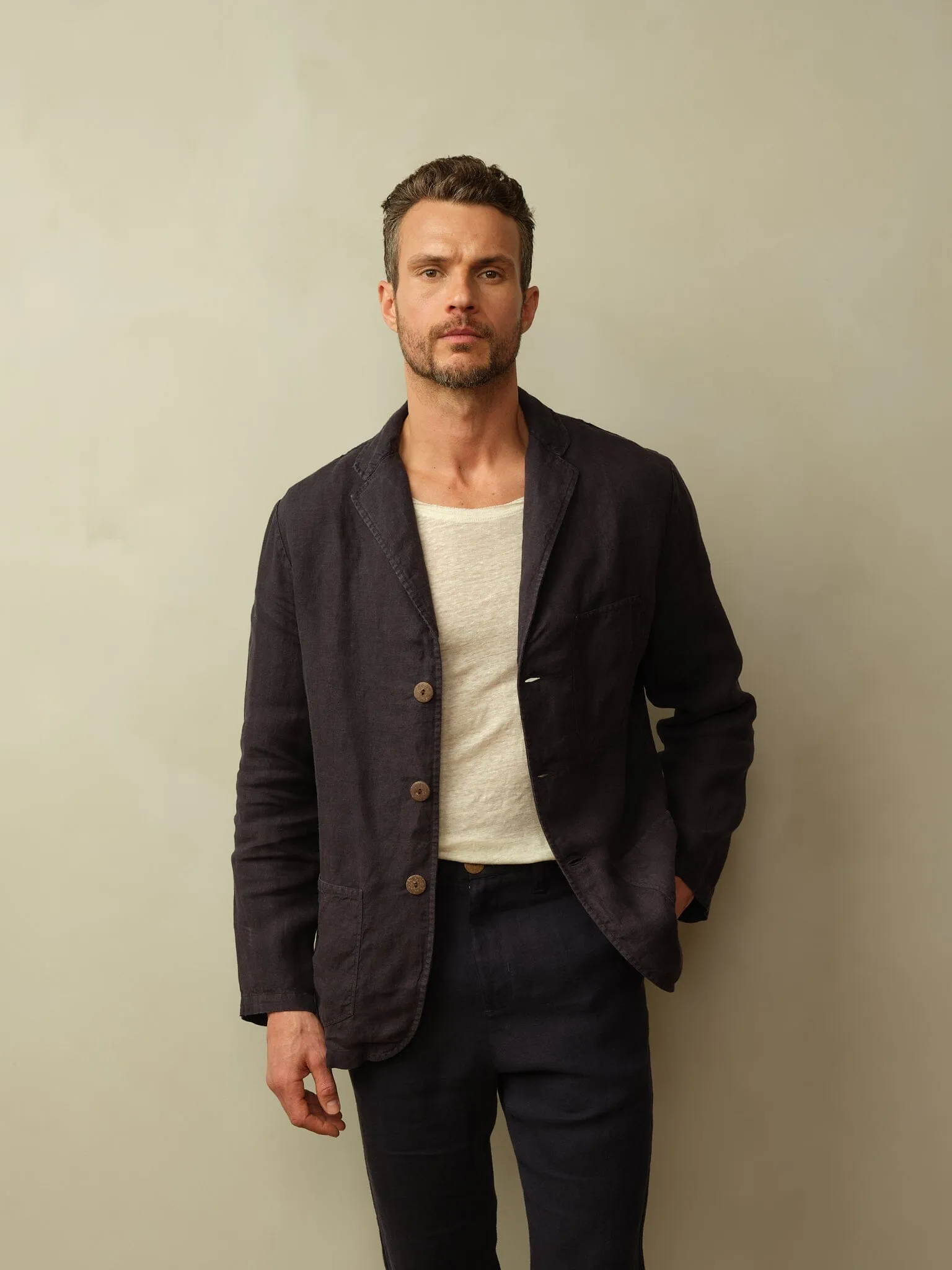 Men's Biarritz Unstructured Linen Blazer late night