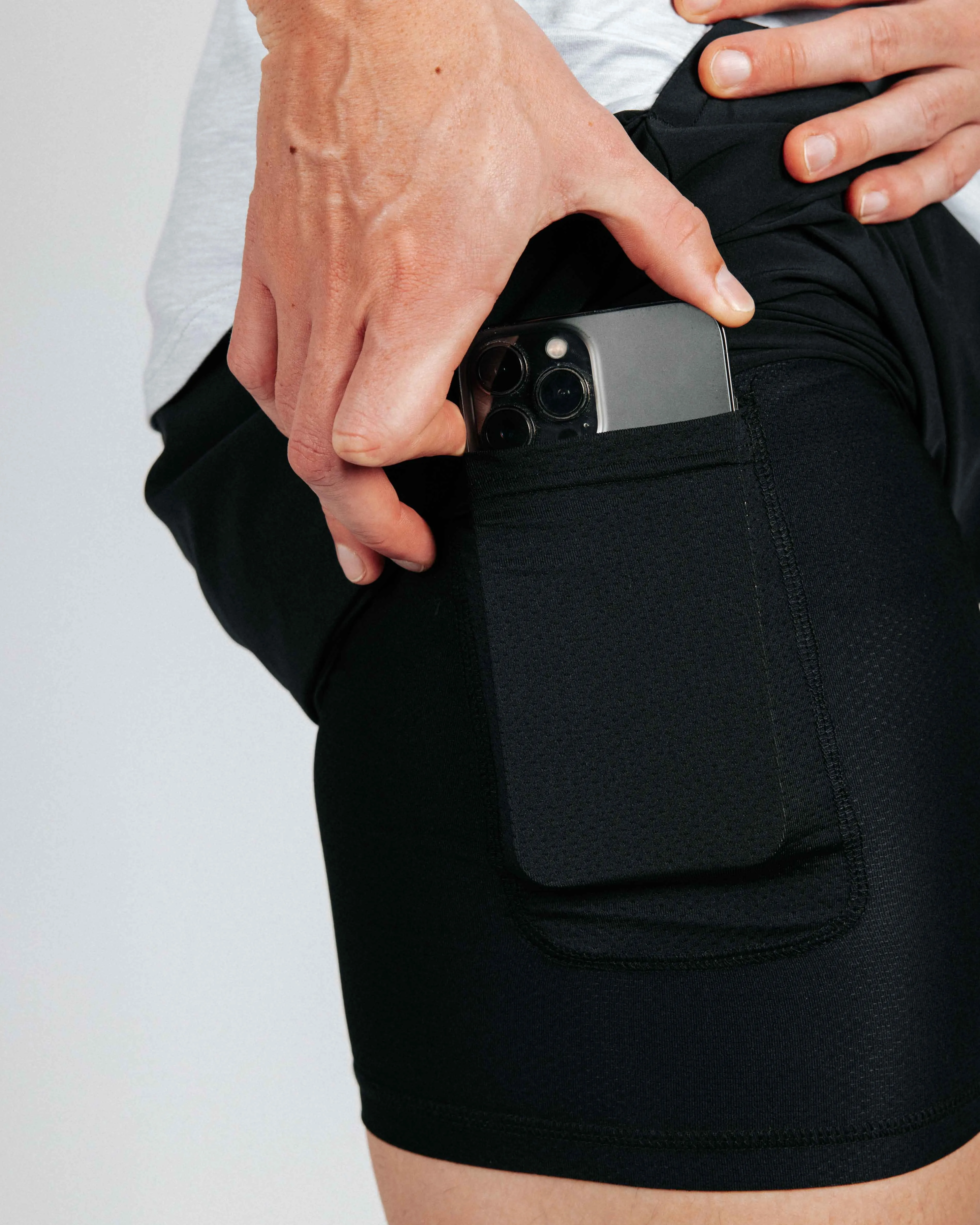 Men's Black Active Shorts w/Liner sweat wicking