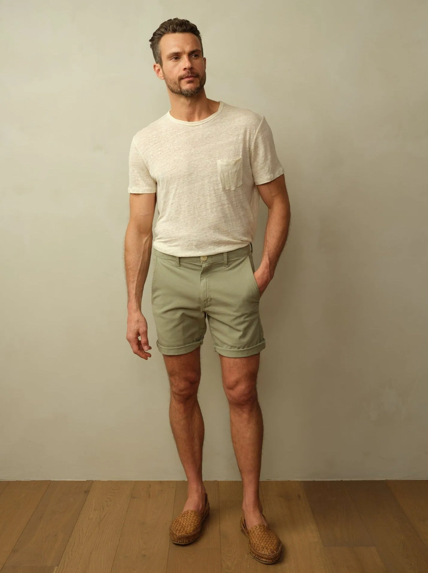 Men's Brooklyn Short in Garment Dyed Japanese Twill light soft