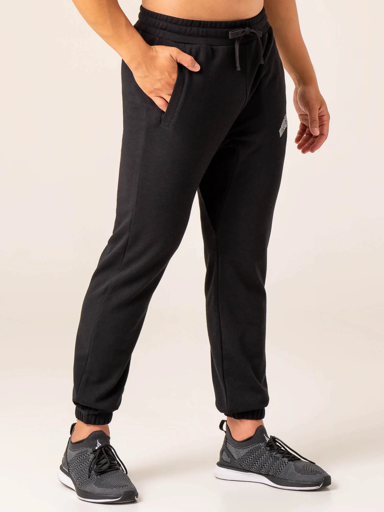 Men's Collegiate Track Pant - Black Stretch Fabric