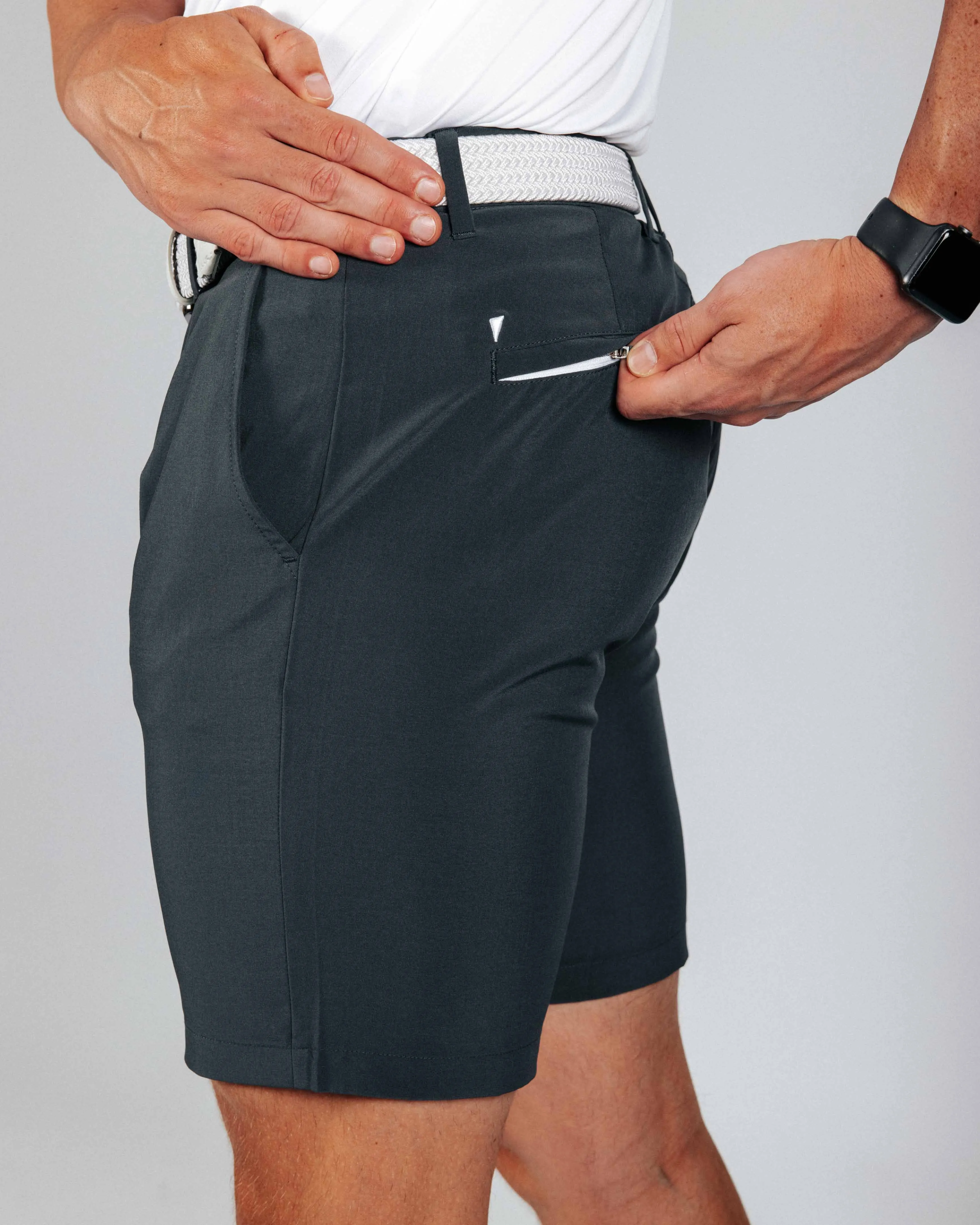 Men's Dark Gray Golf Shorts elastic fabric