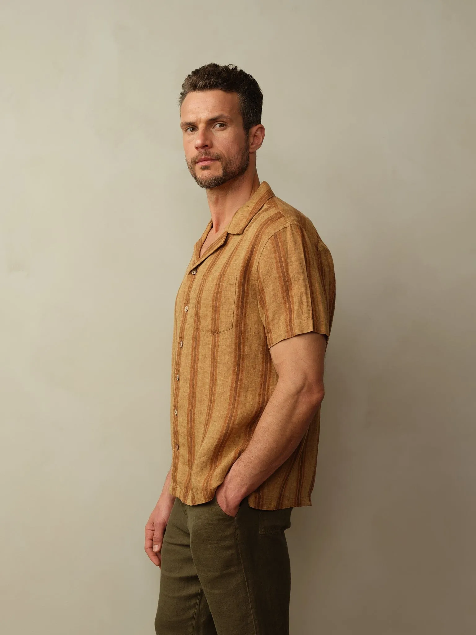 Men's Fez Embroidered Linen S/S Durable material