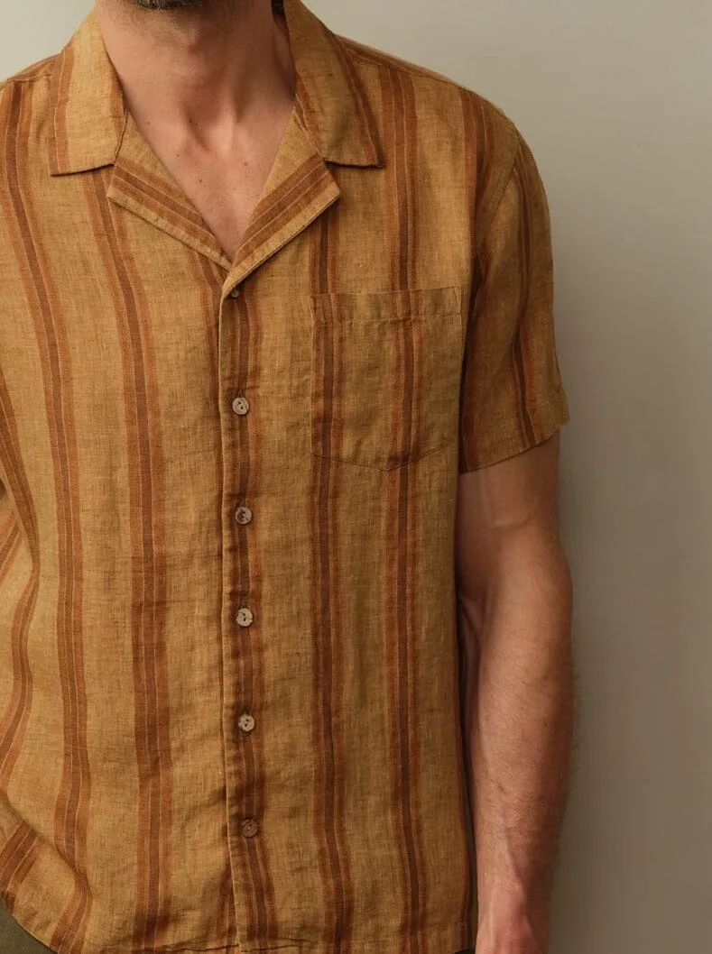 Men's Fez Embroidered Linen S/S Multi-layer