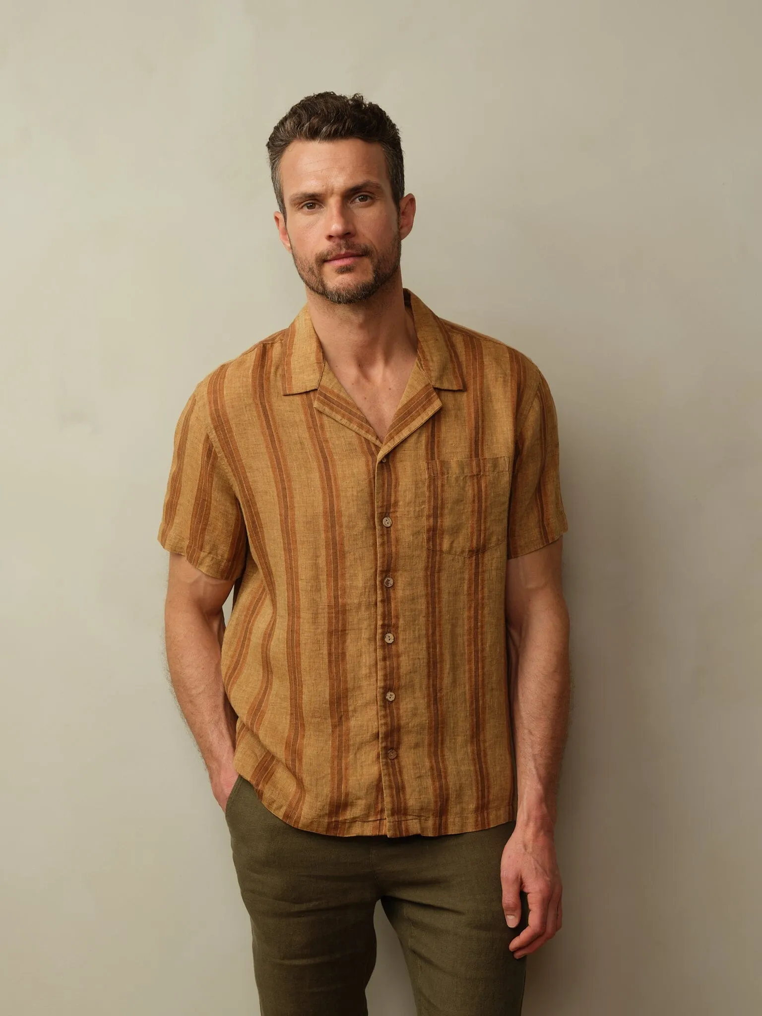 Men's Fez Embroidered Linen S/S Couple matching