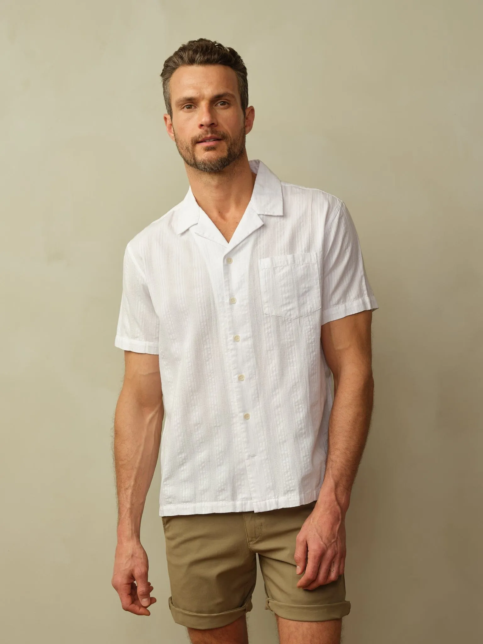 Men's Fez Shirt in Organic Cotton Dobby Professional custom