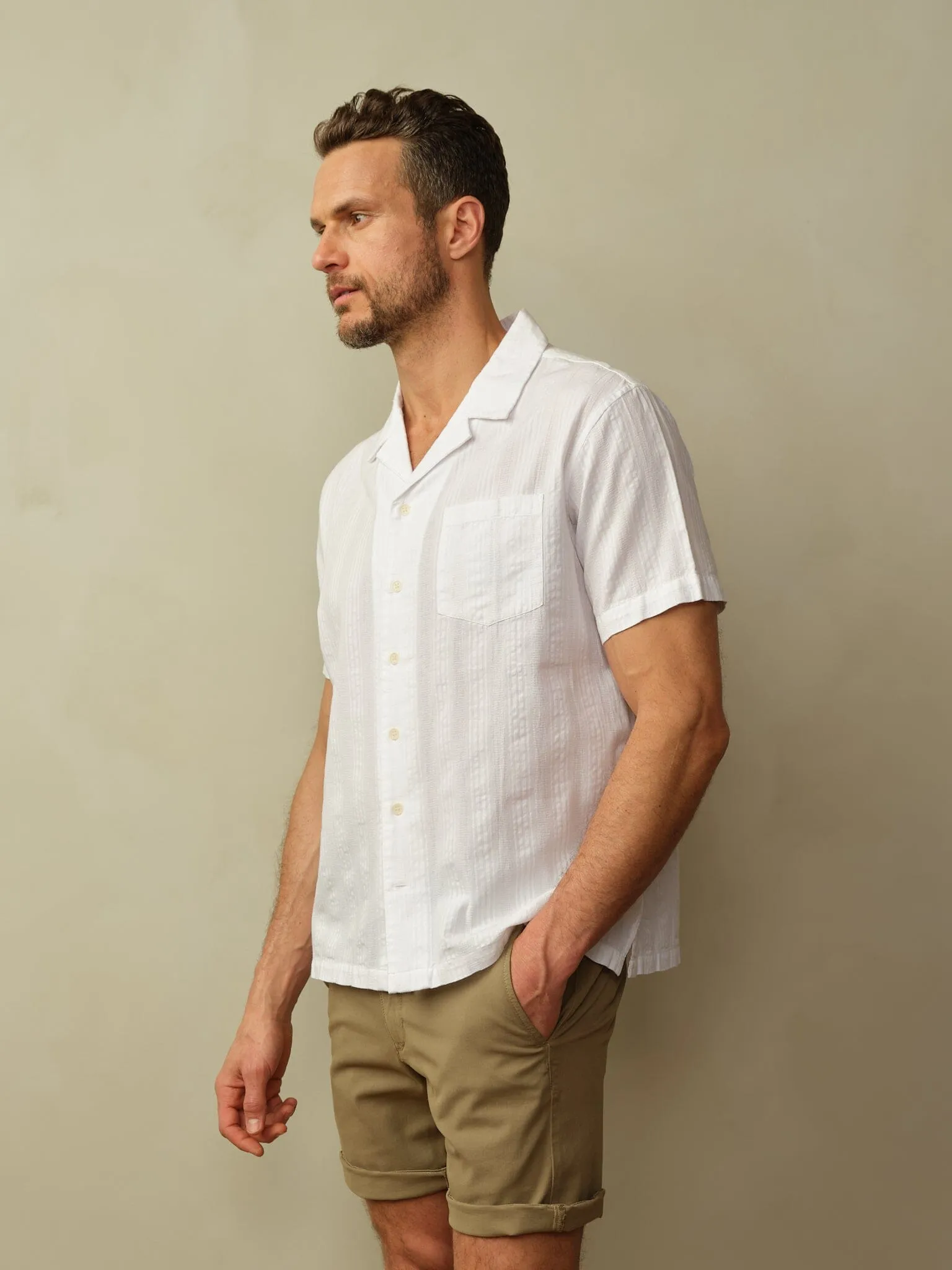 Men's Fez Shirt in Organic Cotton Dobby Breathable design