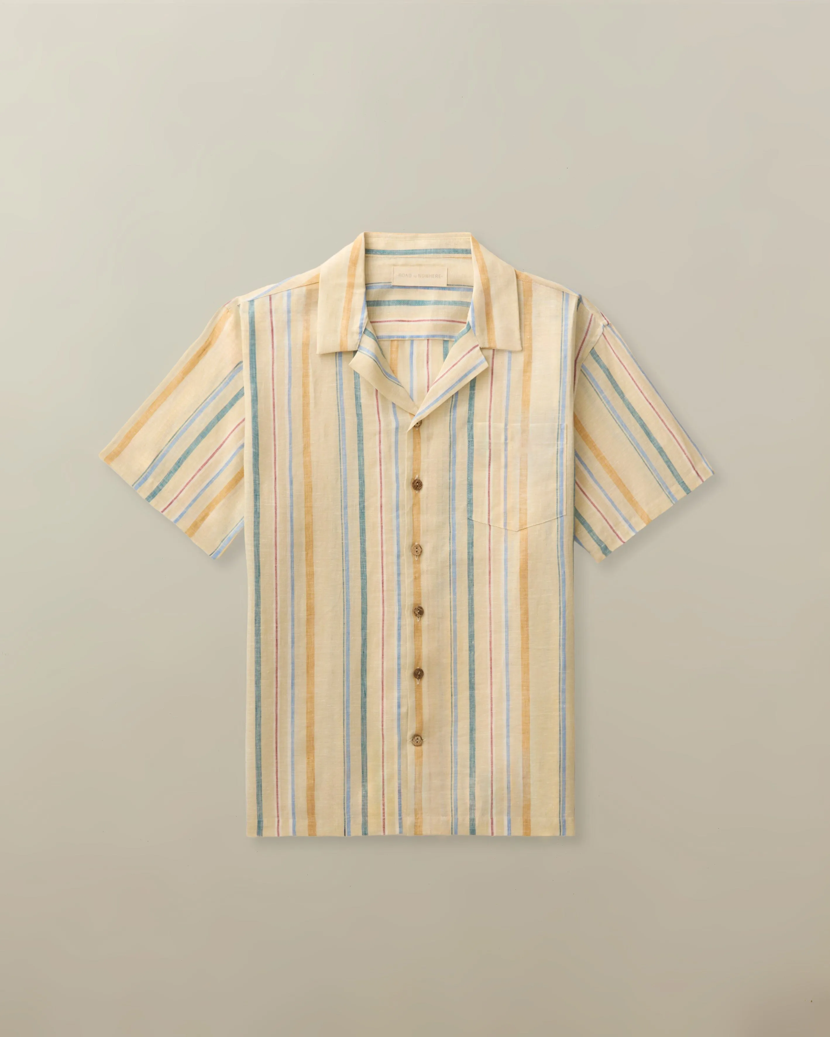 Men's Fez Shirt in Striped Linen Flexible stretch