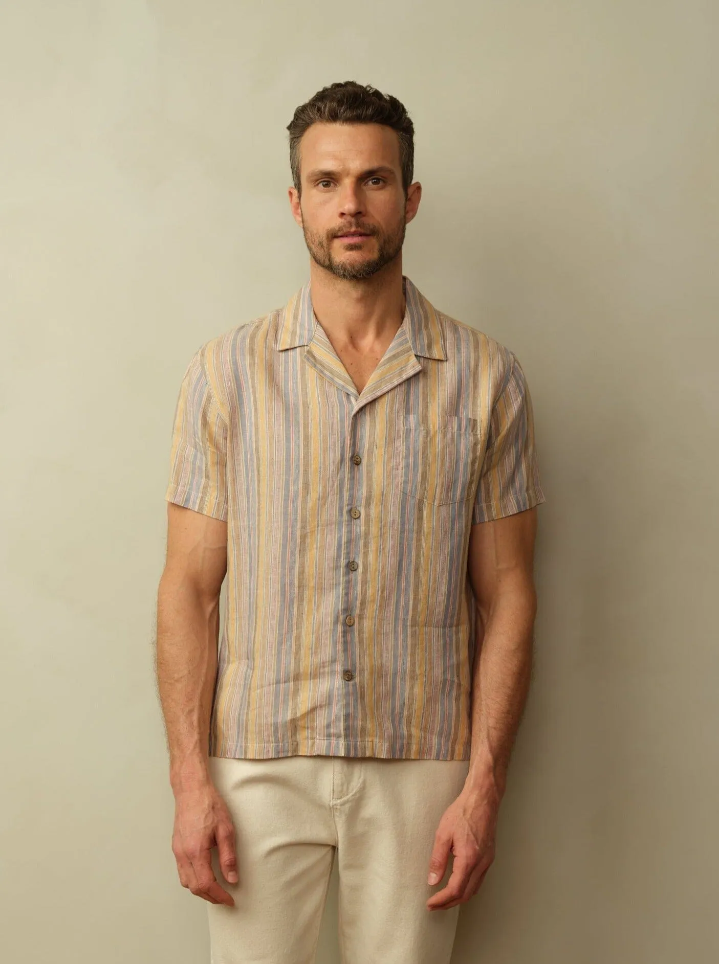 Men's Fez Striped Linen S/S Workwear style
