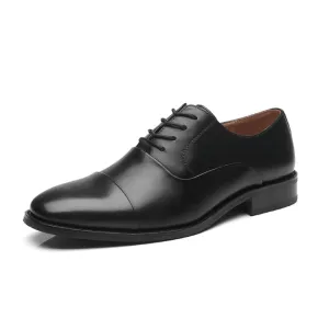 Men's Lace Up Round Cap Toe Dress Shoes - Black party style