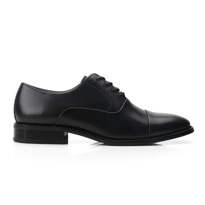 Men's Lace Up Round Cap Toe Dress Shoes - Black city style