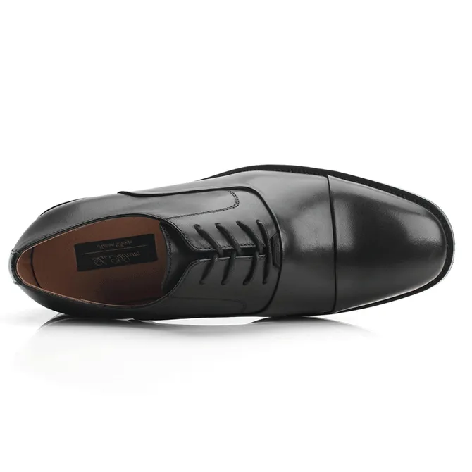 Men's Lace Up Round Cap Toe Dress Shoes - Black shock absorb