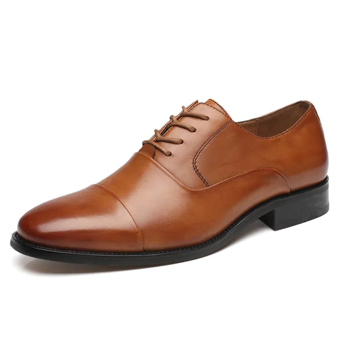 Men's Lace Up Round Cap Toe Dress Shoes - Cognac top-tier feel