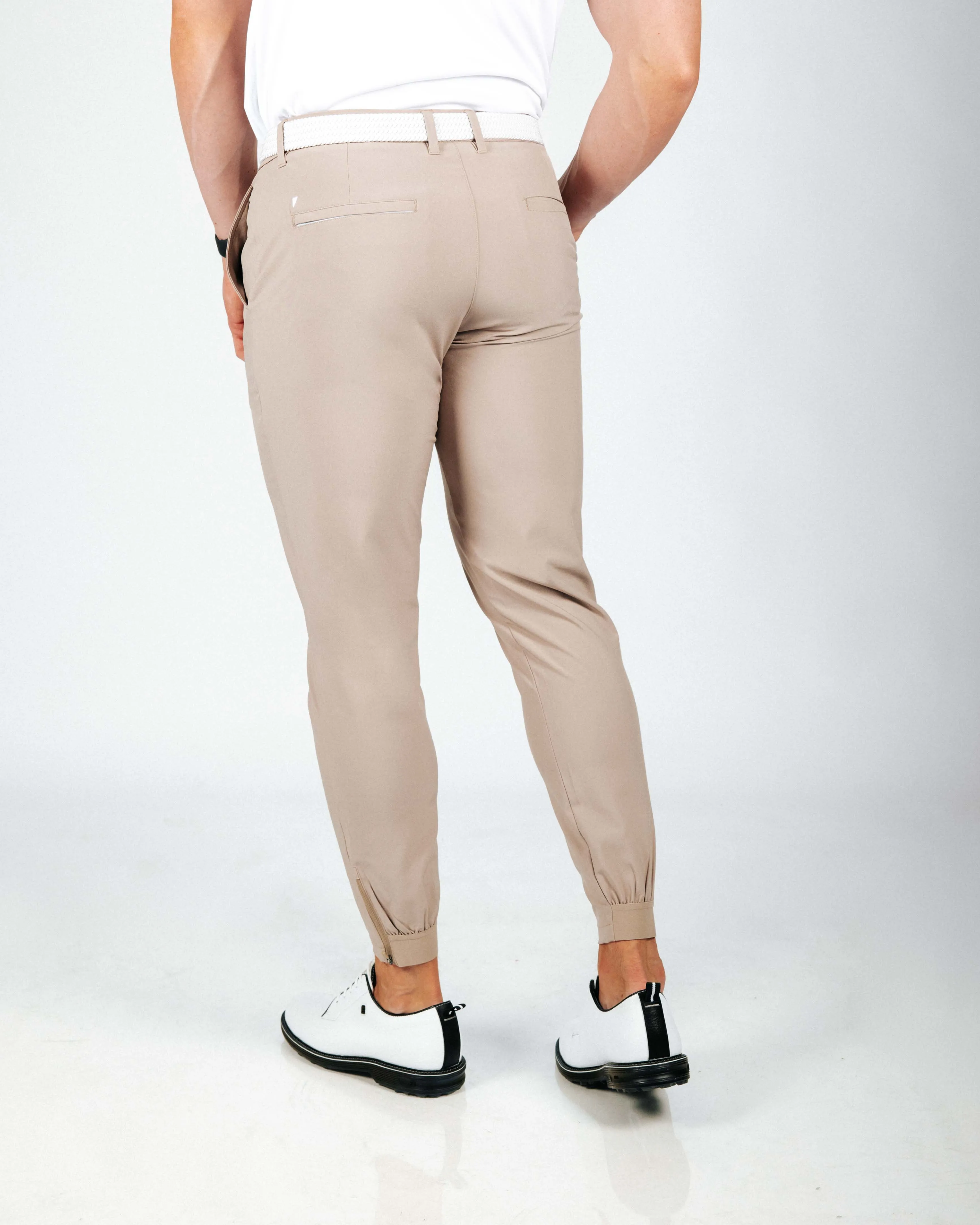 Men's Light Brown Golf Jogger elastic waistband