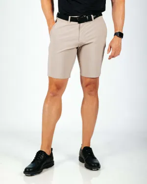 Men's Light Brown Golf Shorts couple outfit