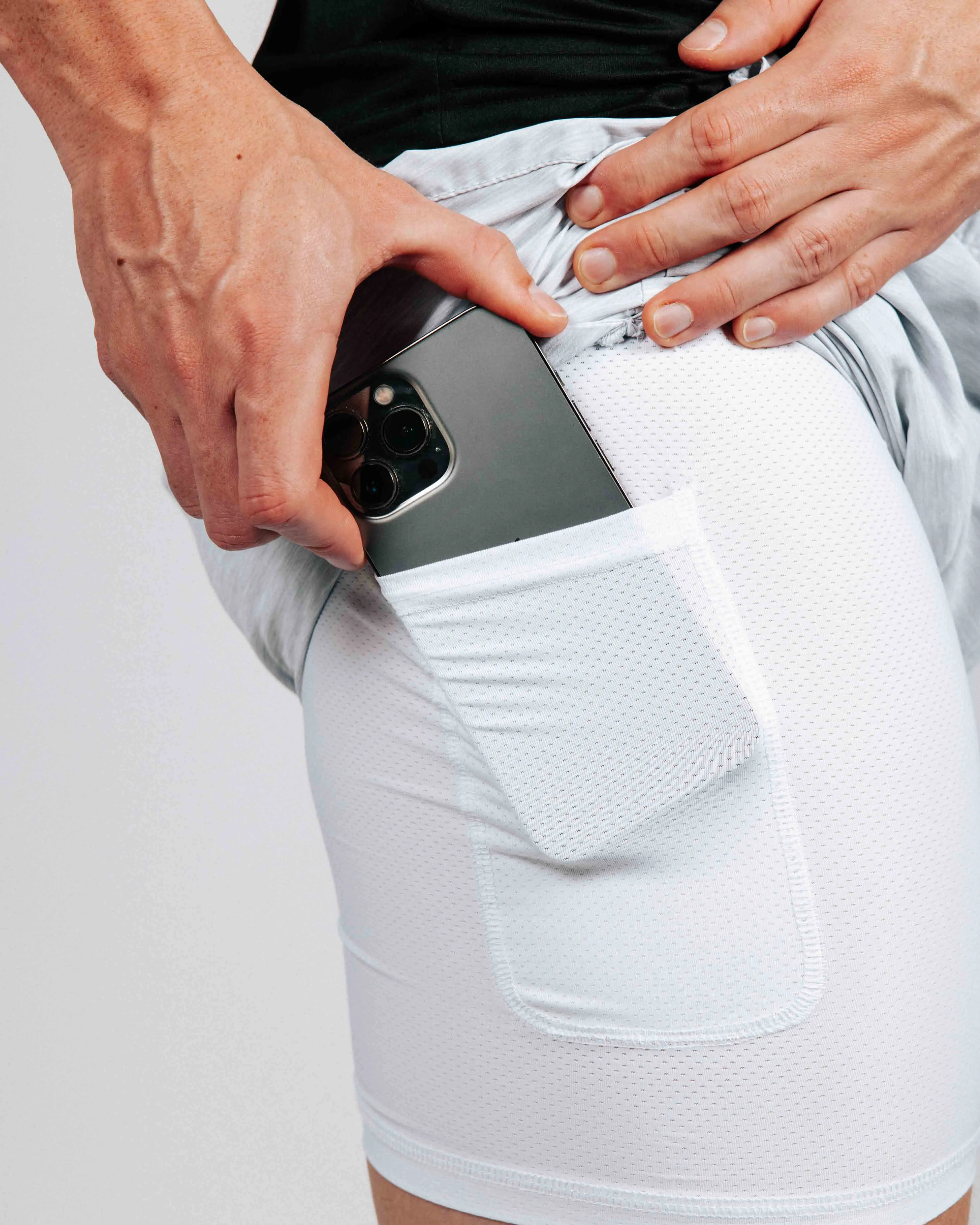 Men's Light Gray Active Shorts w/Liner outdoor activity