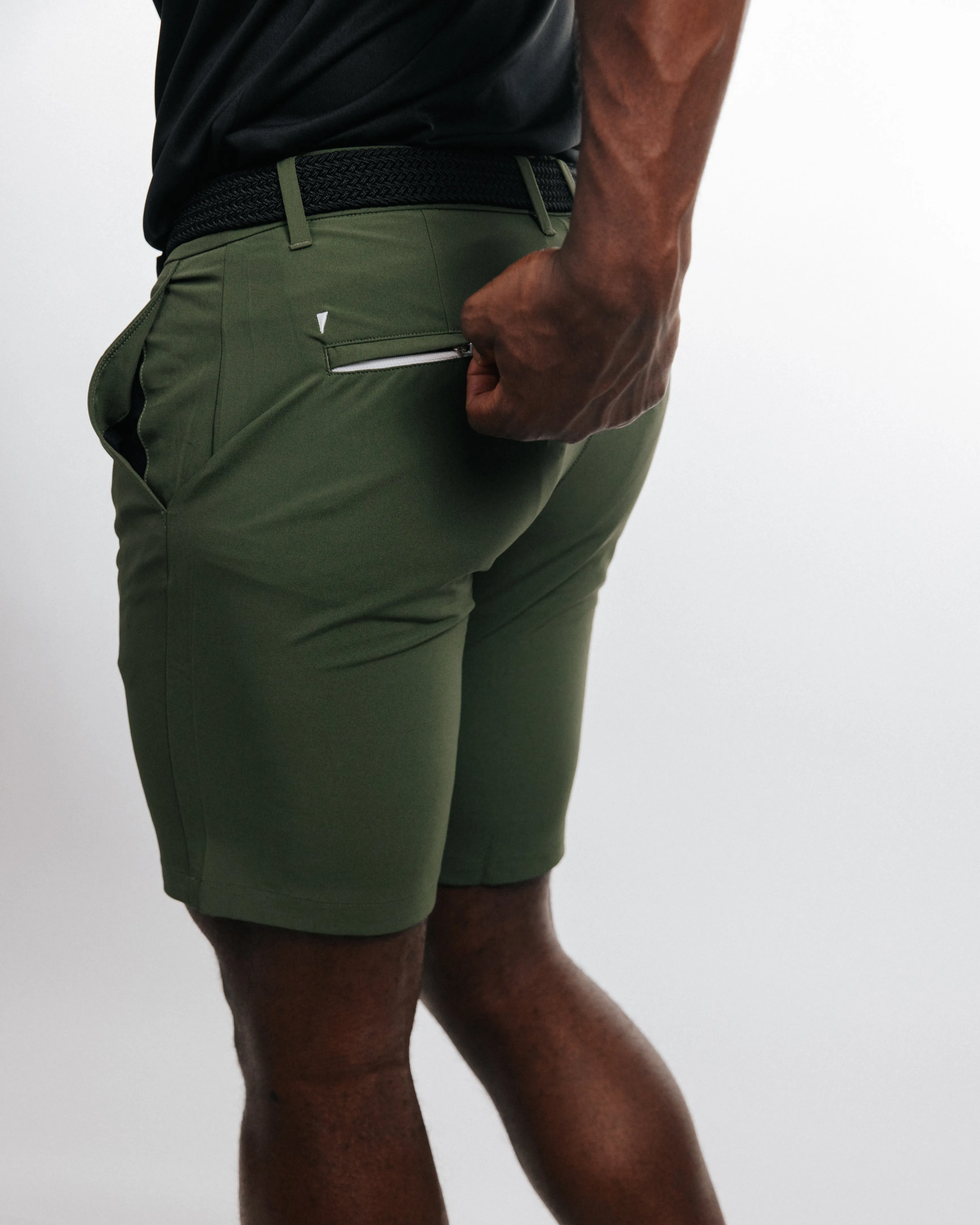 Men's Olive Golf Shorts skin-friendly