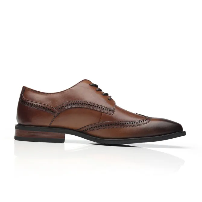 Men's Oxford Wing Tip Navy Leather Dress Shoes - Whisky simple line
