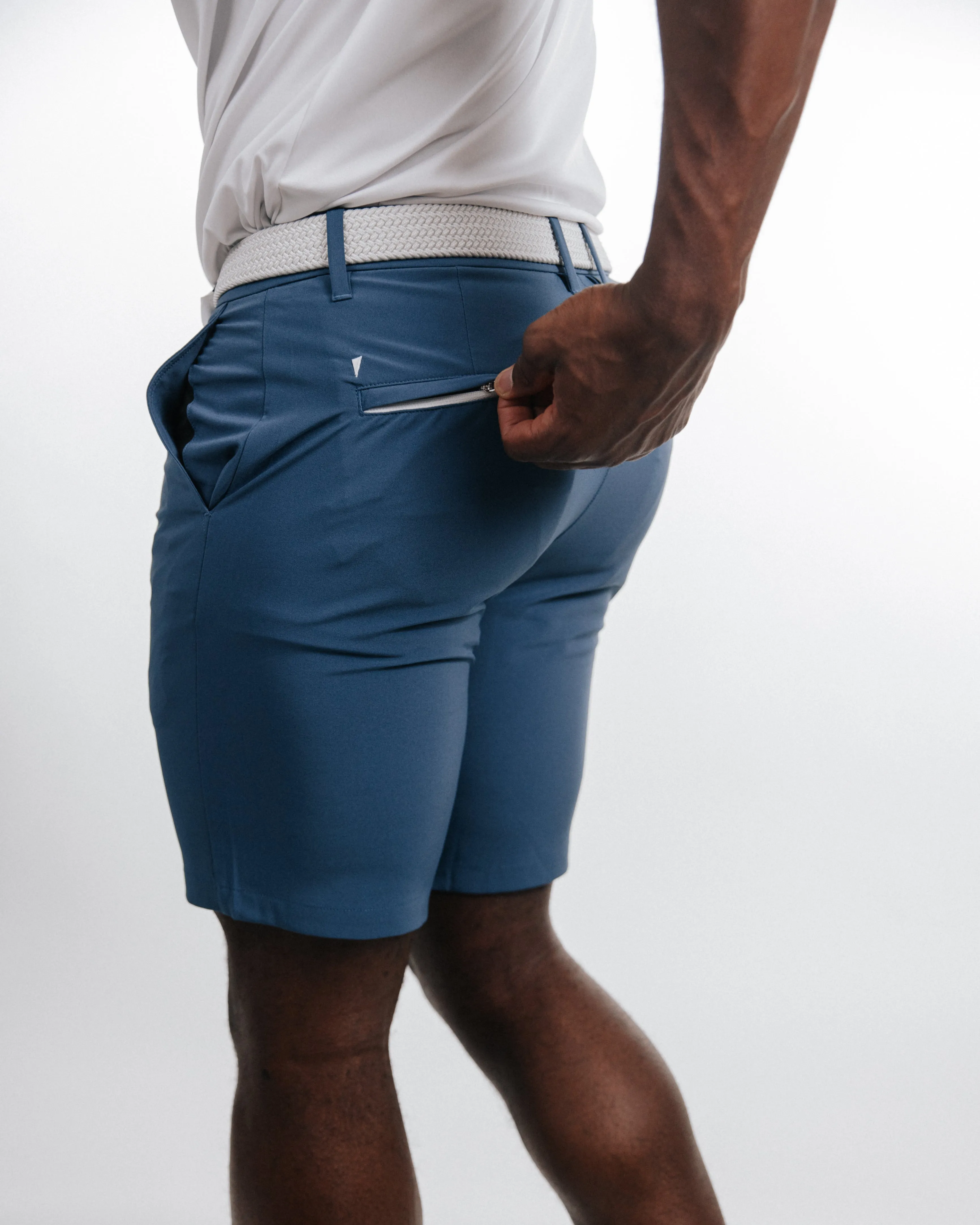 Men's Slate Blue Golf Shorts elastic waist
