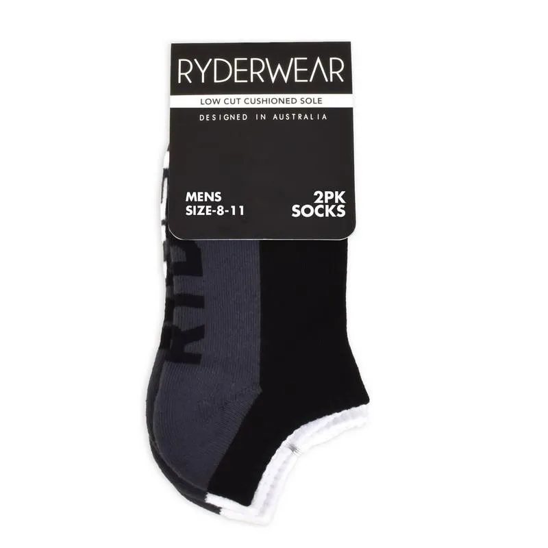 Mens Socks 2 Pack - Black/Grey and White/Grey sporty style