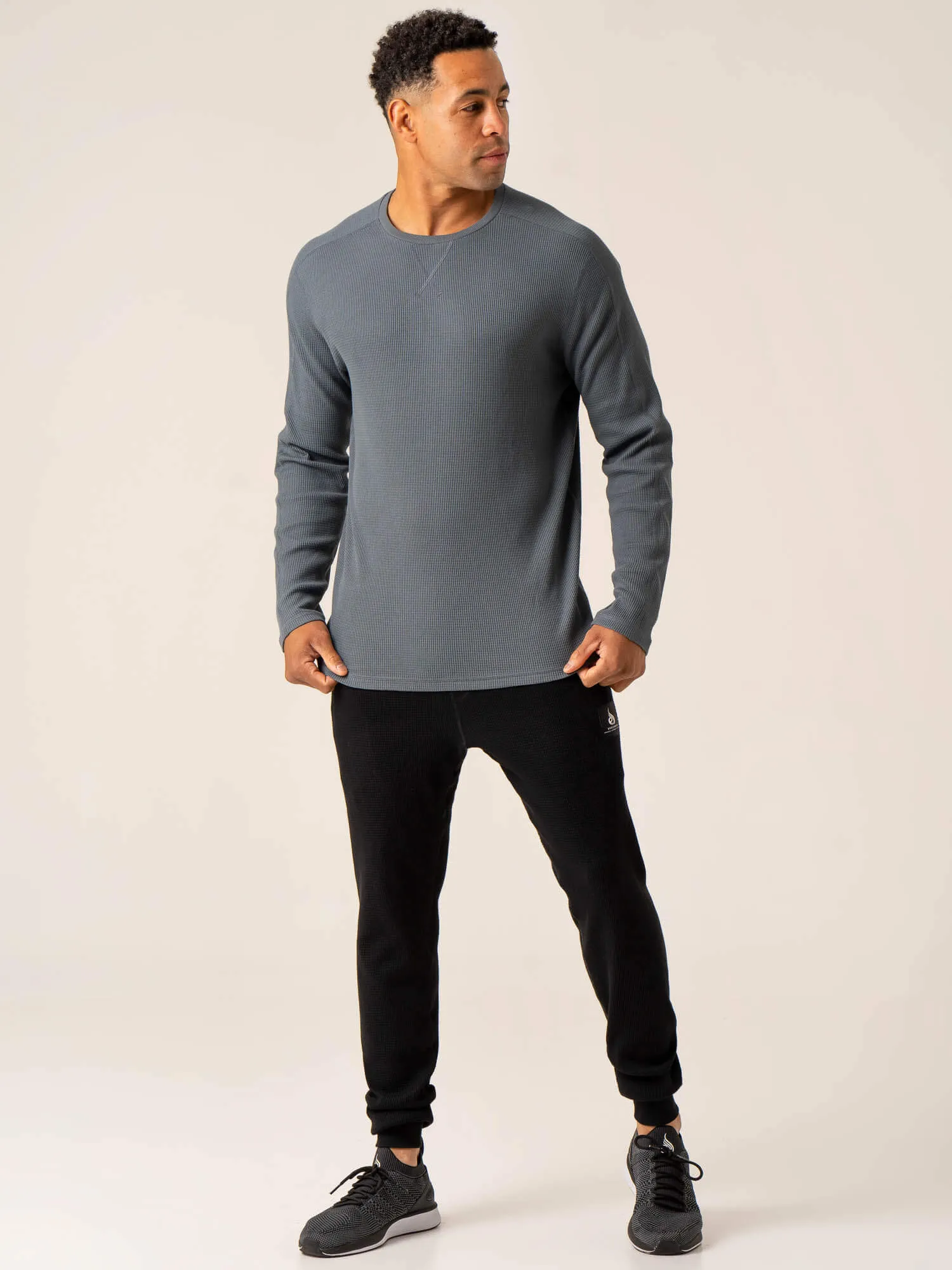 Men's Waffle Lounge Pants - Black Multi Color