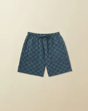 Men's Wharf Drawstring Short in Patchwork Japanese Denim multi-pocket