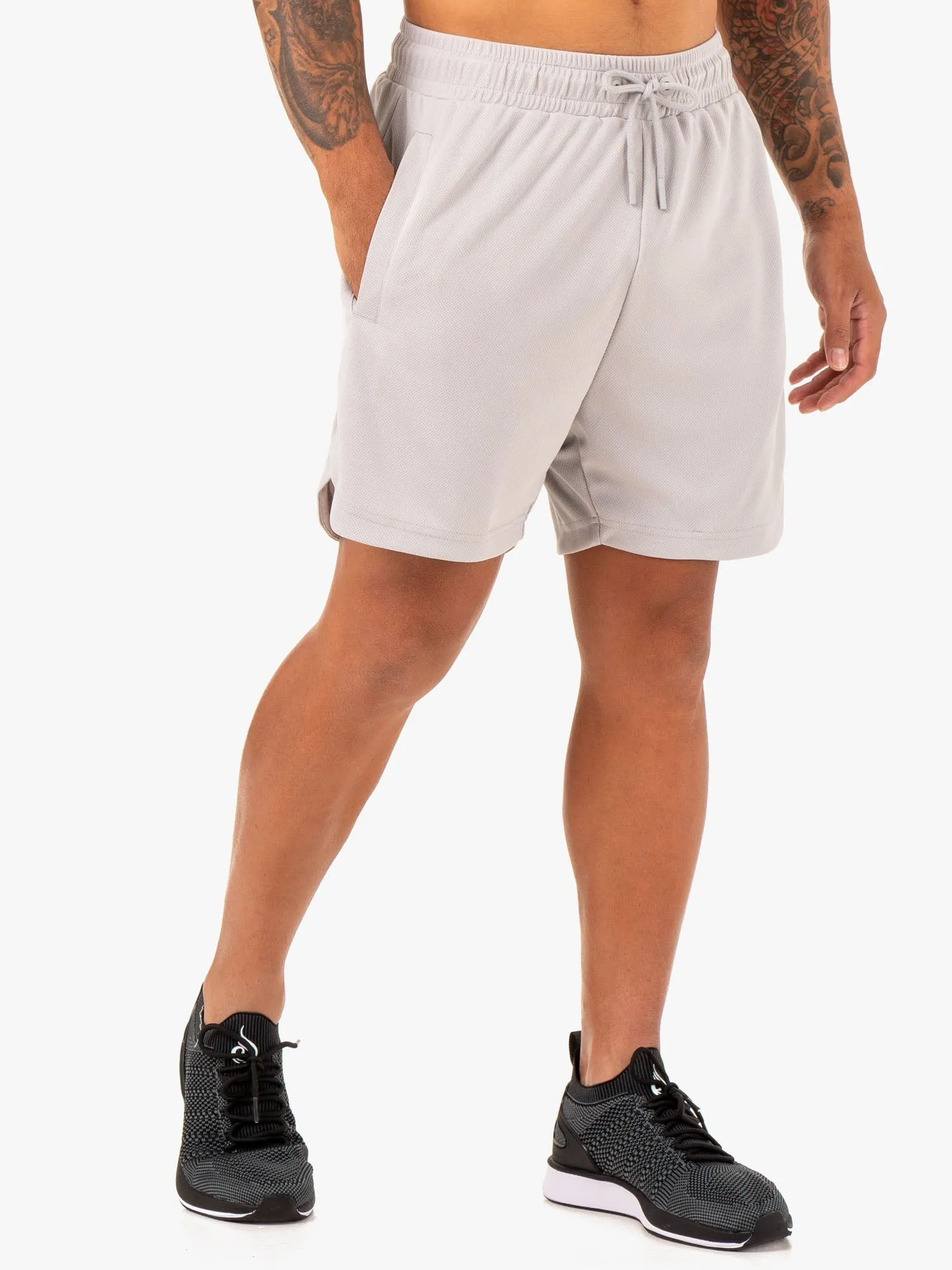 Mesh Training Shorts - Snow Grey breathable mesh