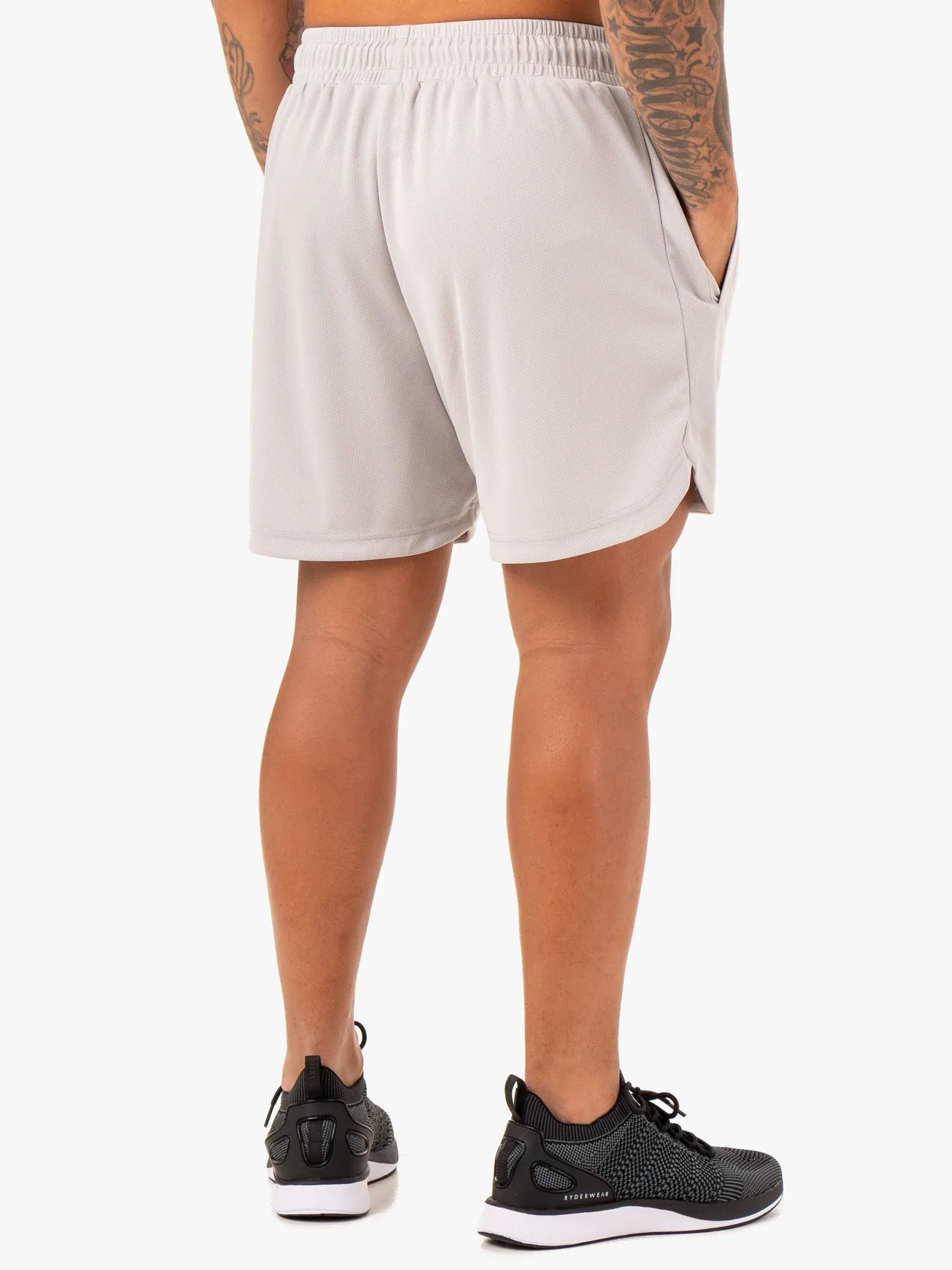 Mesh Training Shorts - Snow Grey gym shorts style