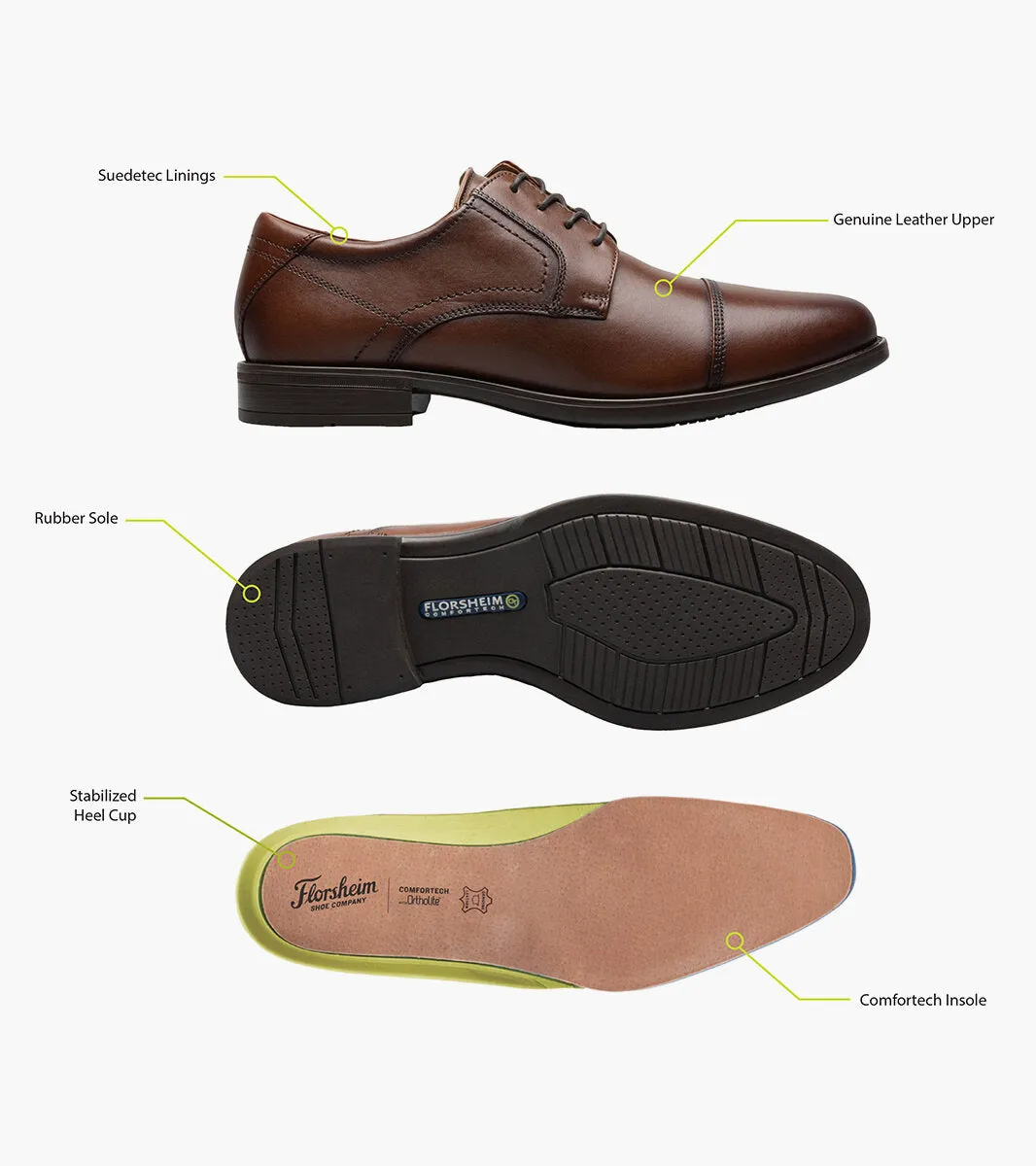 MIDTOWN Cap Toe Oxford - Cognac simple line