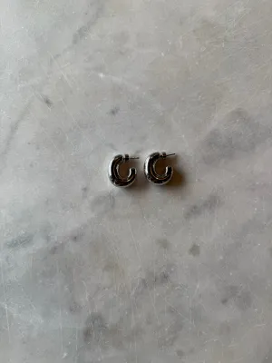 Mini Silver Puff Hoop happy detail