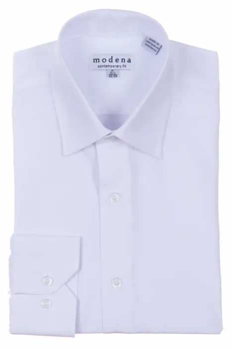 Modena Contemporary Fit Regular Cuff Shirt - M300BS0R - White Wear resistant